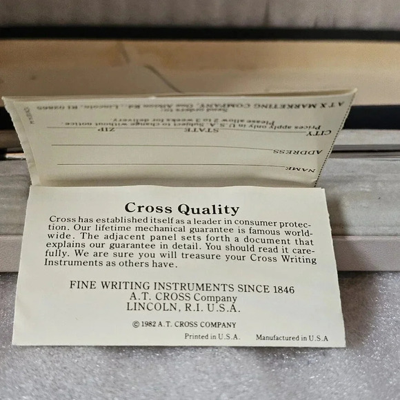 Vintage 1982 CROSS Chrome Ball Point Pen #3502 NEW in Box, Paperwork NOS - Picture 2 of 7